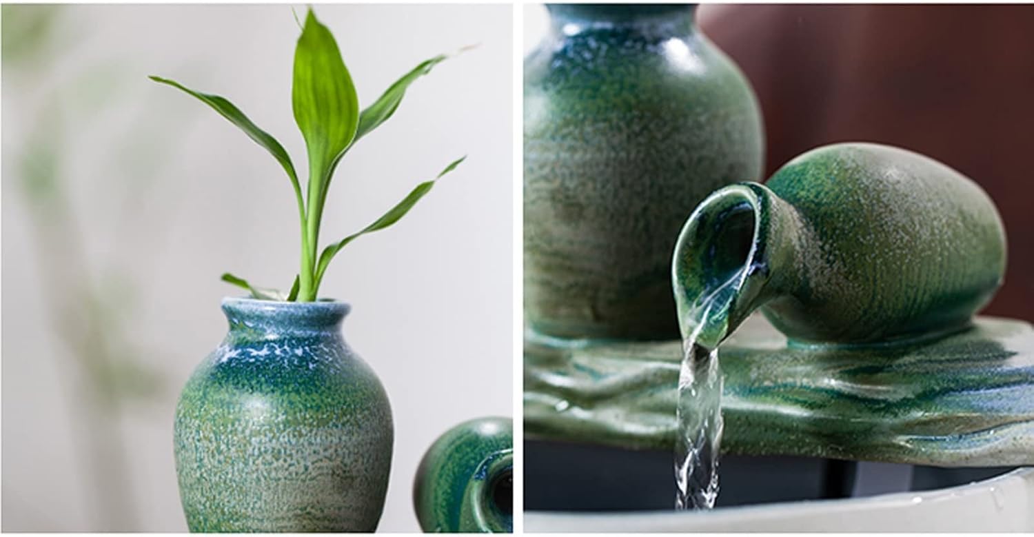 Grey Ceramic Tabletop Fountain for Indoor Home Decoration
