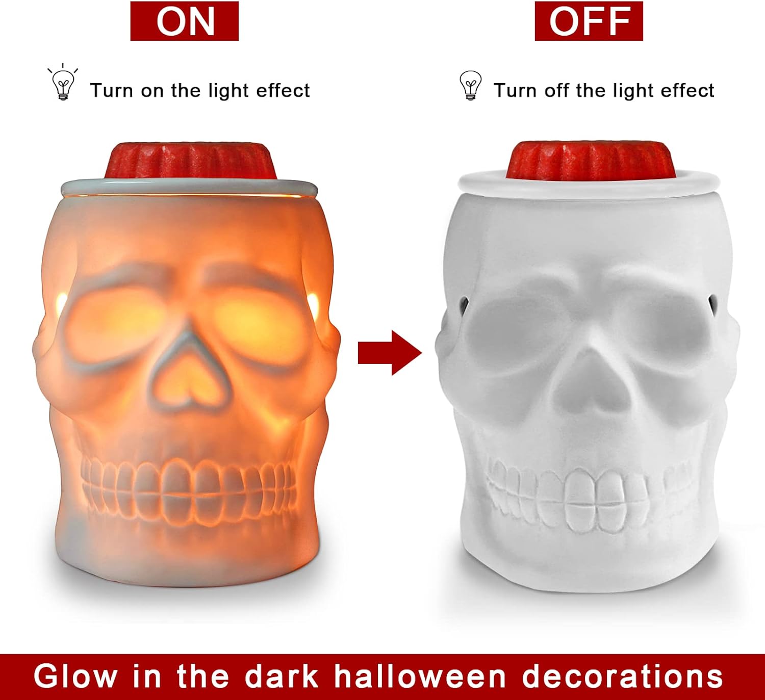 STAR MOON Halloween Wax Melt Warmer Ceramic Skull Decor