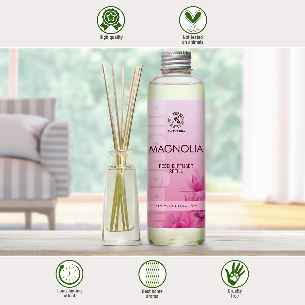 AROMATIKA Magnolia Reed Diffuser Refill 68Fl Oz