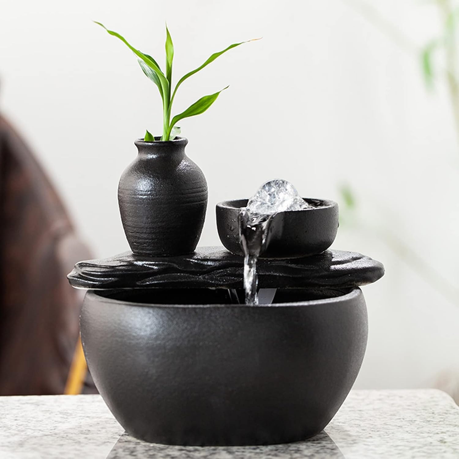 Indoor Fountain Ceramic Tabletop Decor With Circulating Water