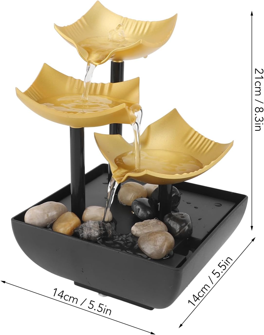 3 Tier Desktop Fountain with LED USB Light