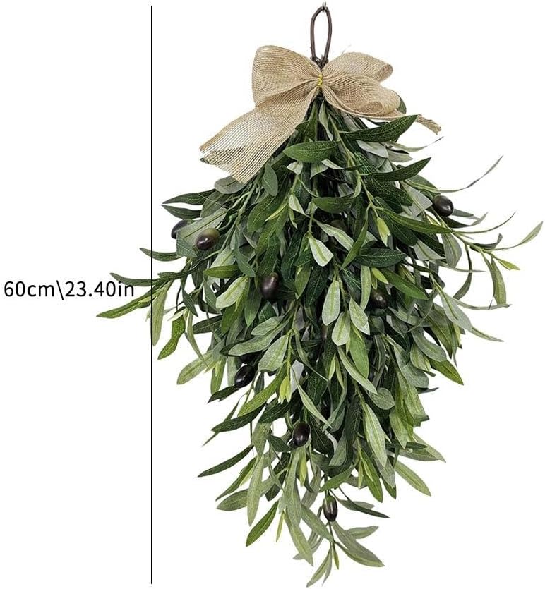 24 Inch Artificial Olive Teardrop Wreath Pendant