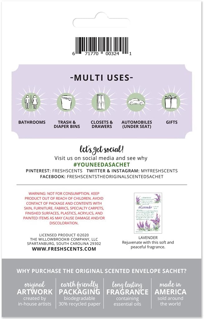 Willowbrook Fresh Scents Lavender Scented Sachet 3 Pack