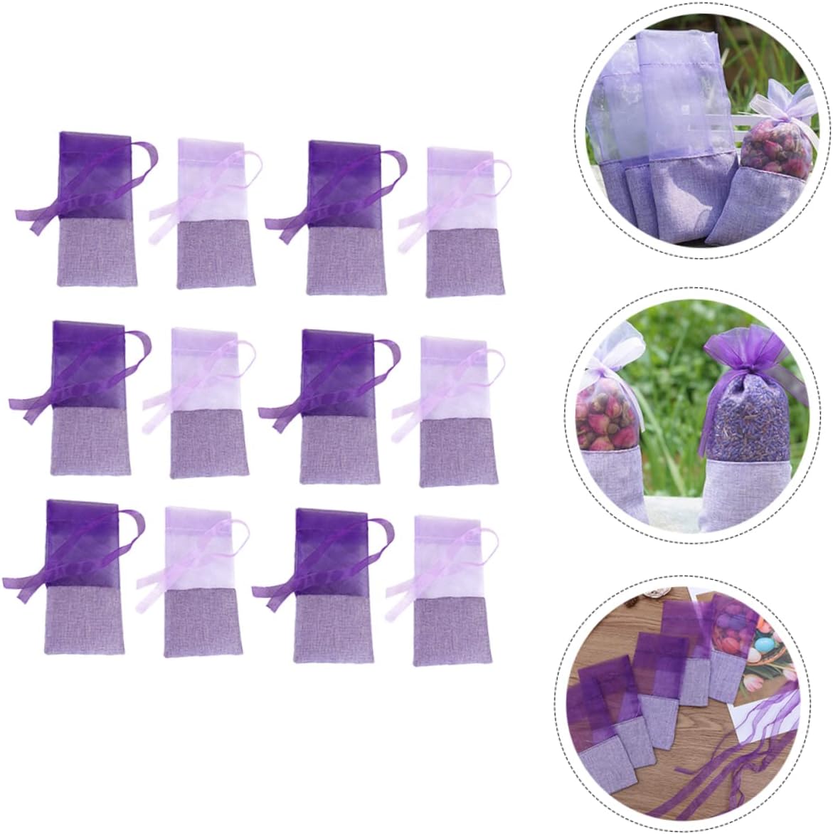 24pcs Lavender Scented Sachet Bags Drawstring Organza Pouch