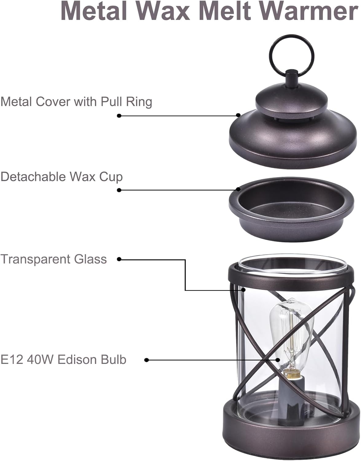 Lovelylly Wax Melt Warmer Edison Bulb Candle Burner