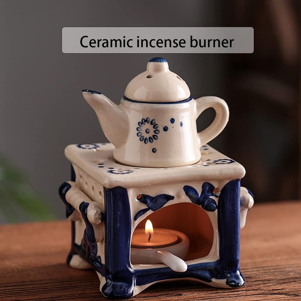 WAYUTO 6 Inch Blue Ceramic Essential Oil Burner