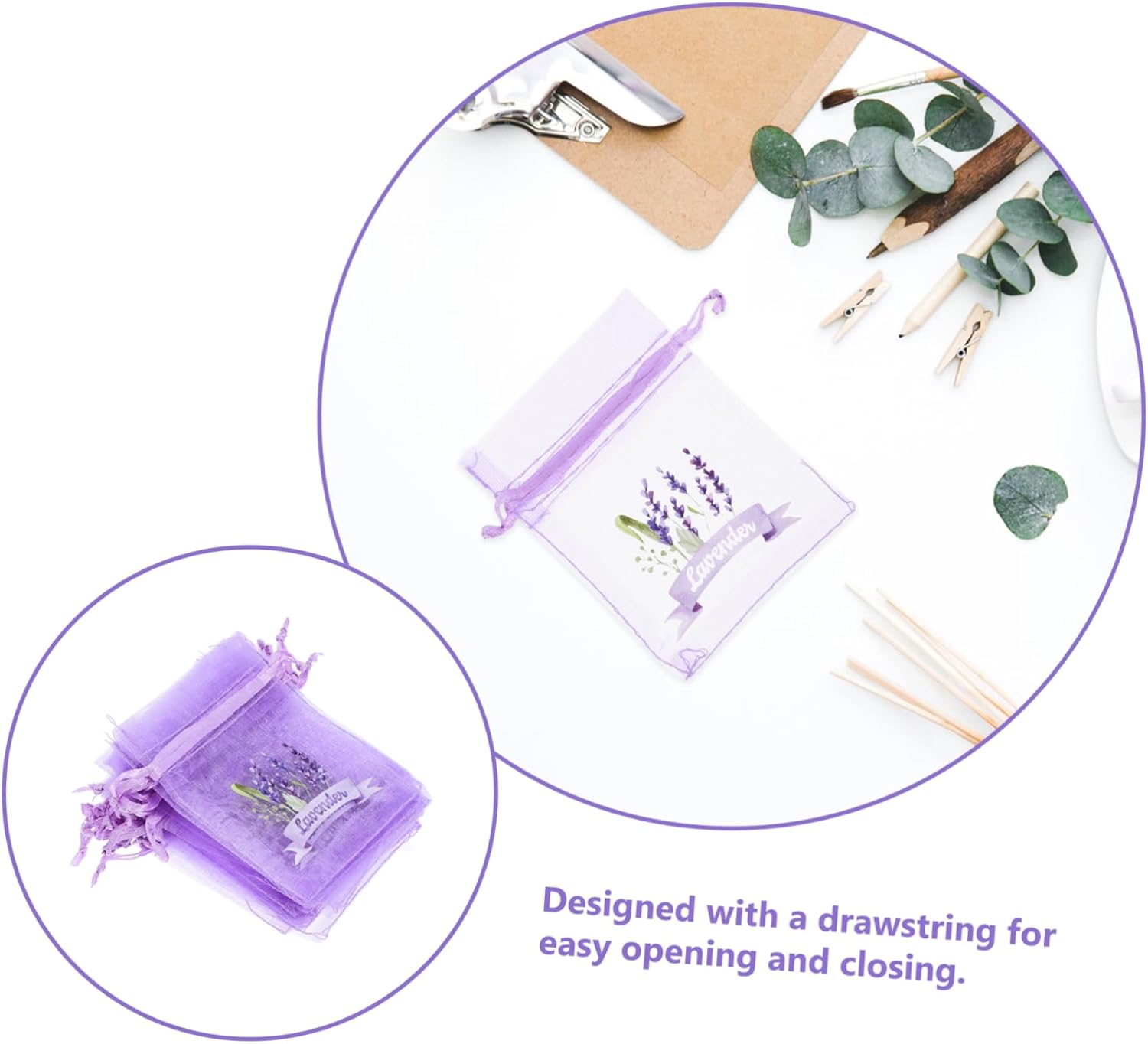 Mobestech 20pcs Lavender Sachets Breathable Drawstring Bags for Home Fragrance Storage