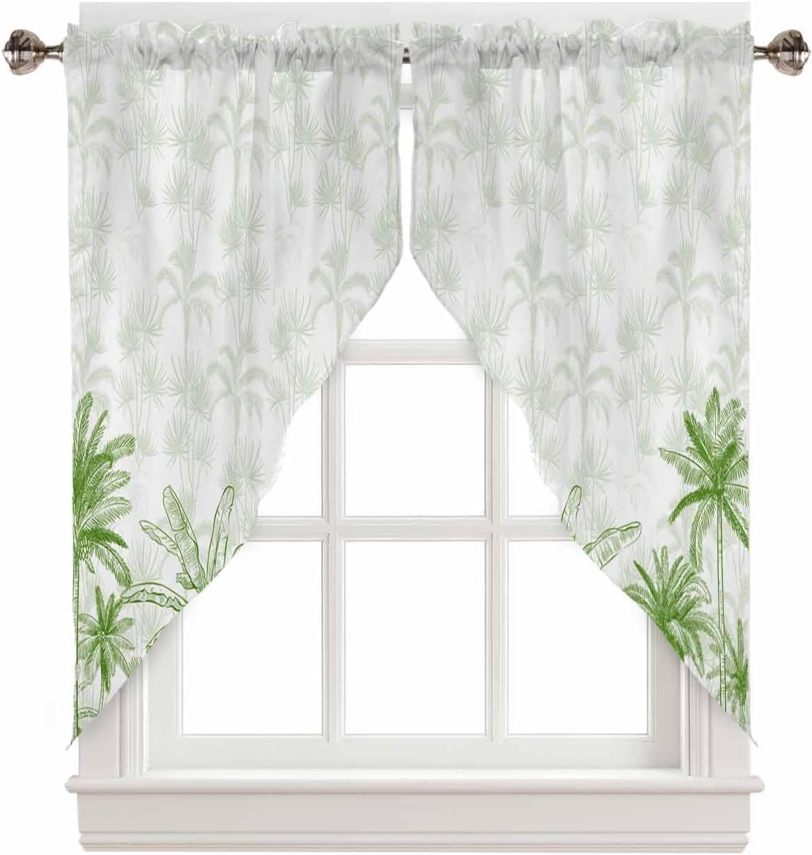 Green Palm Trees Swag Valances for Windows 36 Inch Set