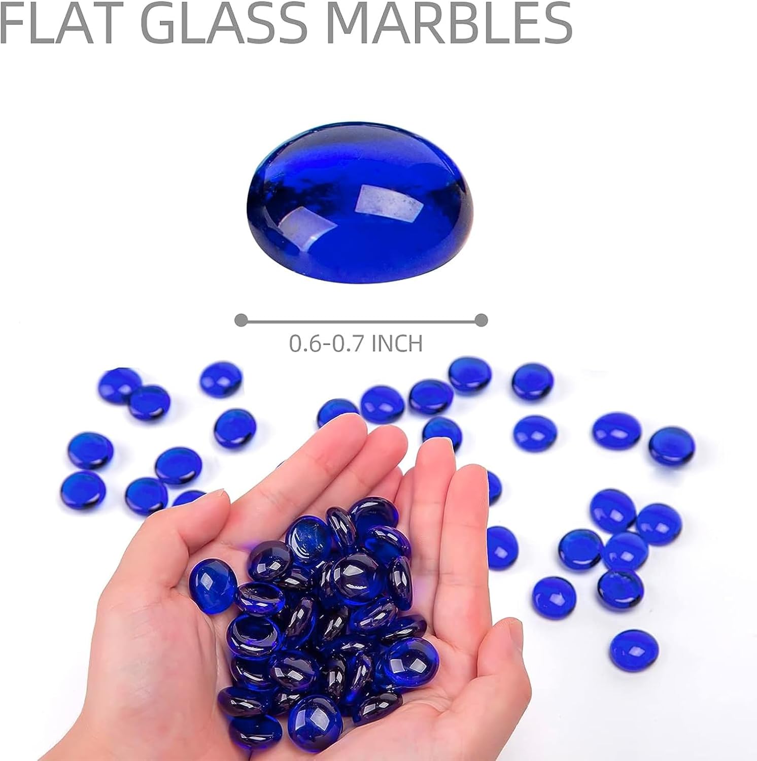 FUTUREPLUSX 1LB Dark Blue Flat Glass Marbles