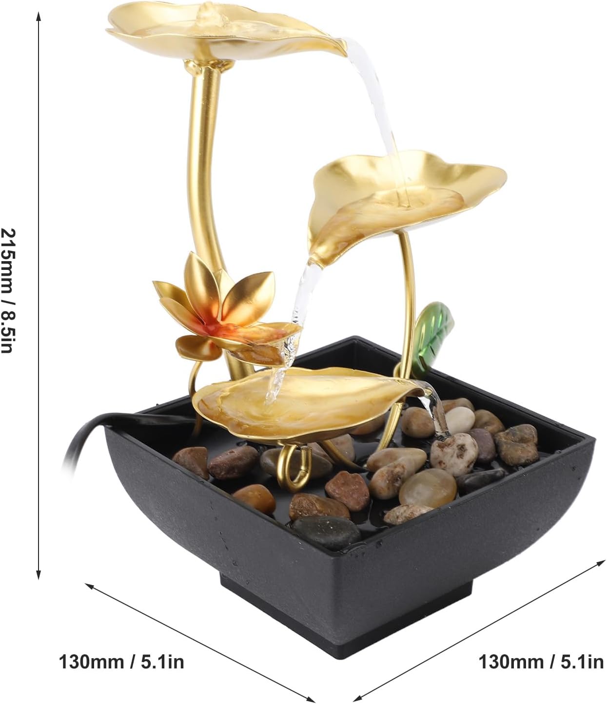 Zerodis Tabletop Waterfall Fountain with LED Light and Adjustable Flow