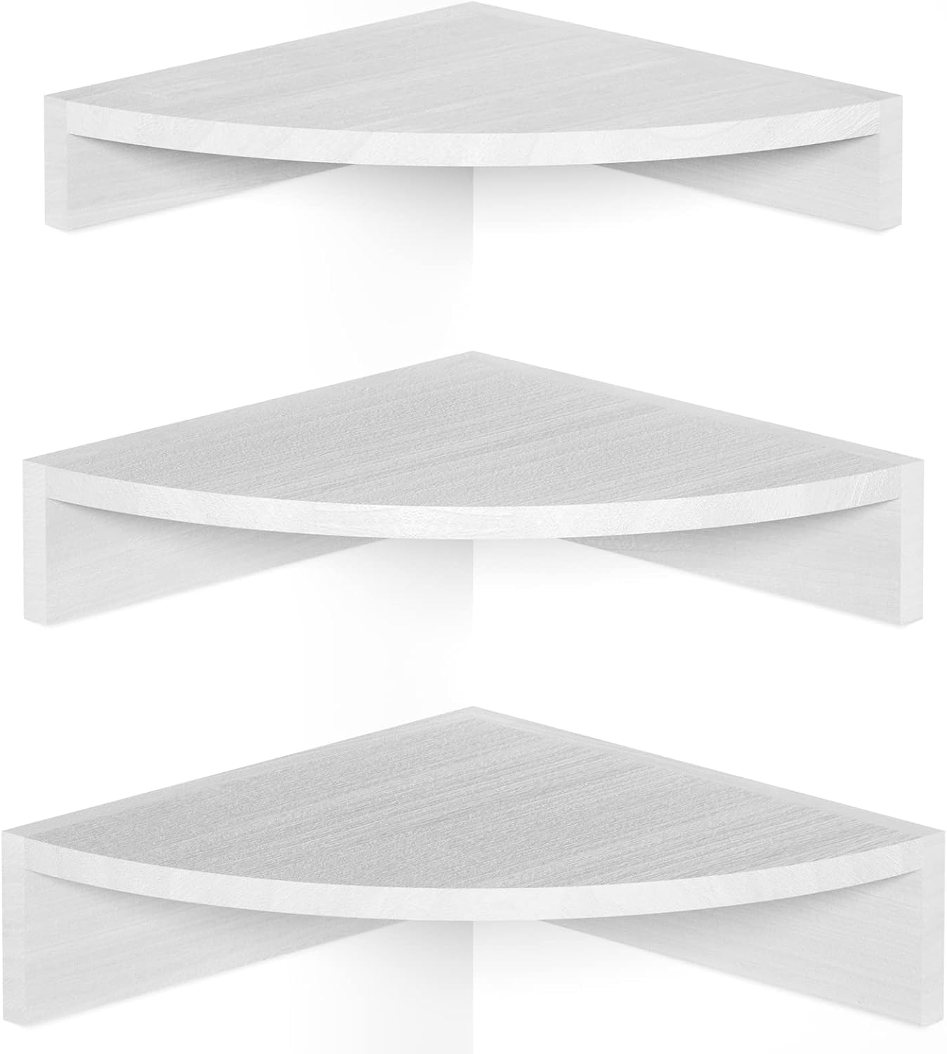 Alsonerbay White Corner Shelf Wall Mount Set of 3