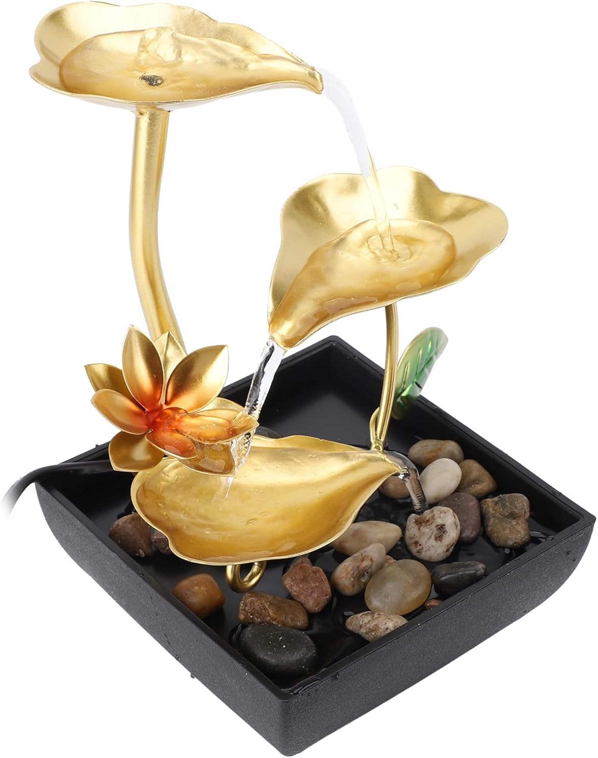 Zerodis Tabletop Waterfall Fountain with LED Light and Adjustable Flow