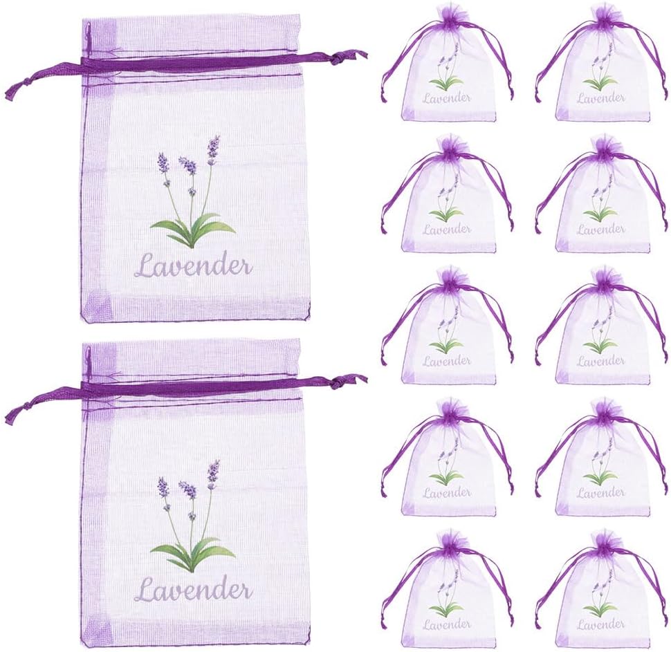 LOGOFUN 20PCS Lavender Sachet Drawstring Bags - Dark Purple