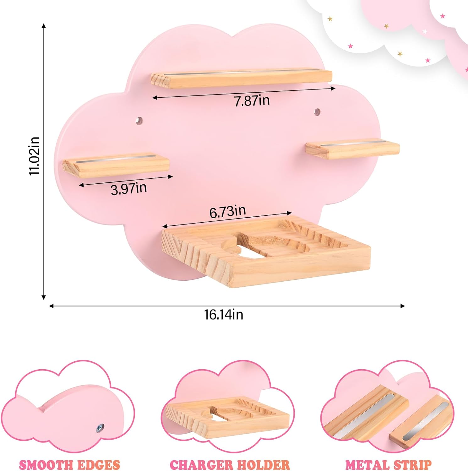 Tonies Box Organizer Magnetic Floating Shelf Pink