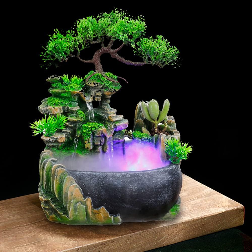Wupyi Tabletop Fountain Indoor Waterfall Zen Meditation Decor