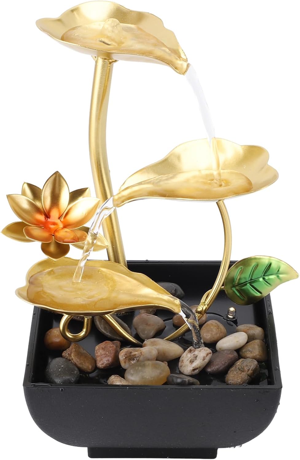 Zerodis Tabletop Waterfall Fountain with LED Light and Adjustable Flow