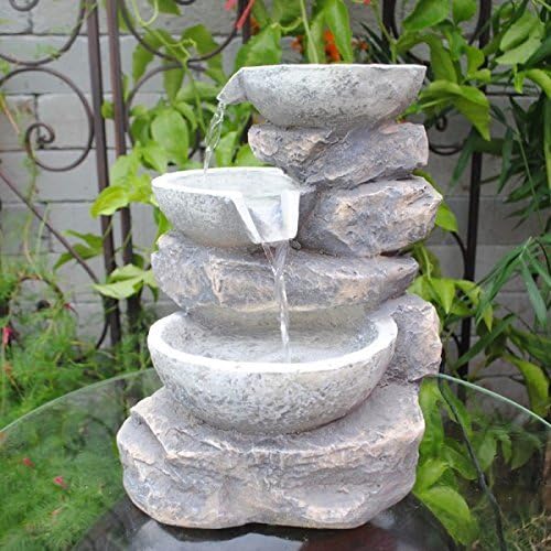 Polyresin and Fiberglass Tiered Multi Bowls Fountain