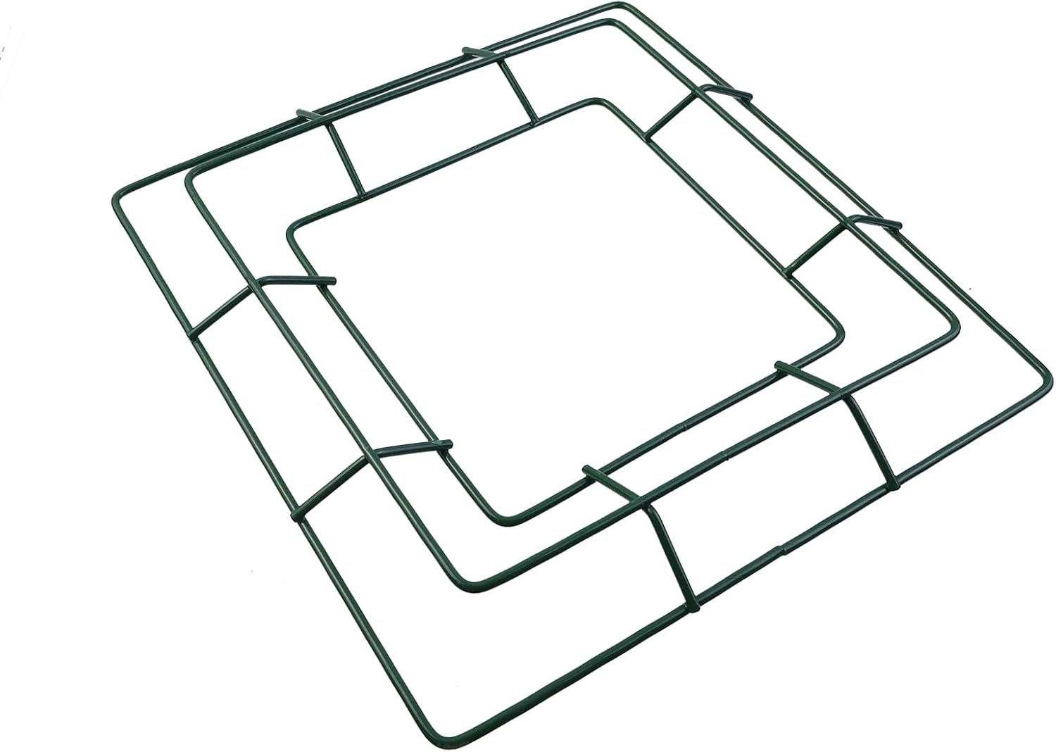 4pcs Square Metal Wire Wreath Frame Hanger Green