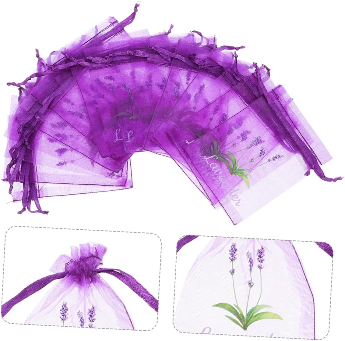 50pcs Lavender Sachet Bags with Drawstring for Home and Kitchen