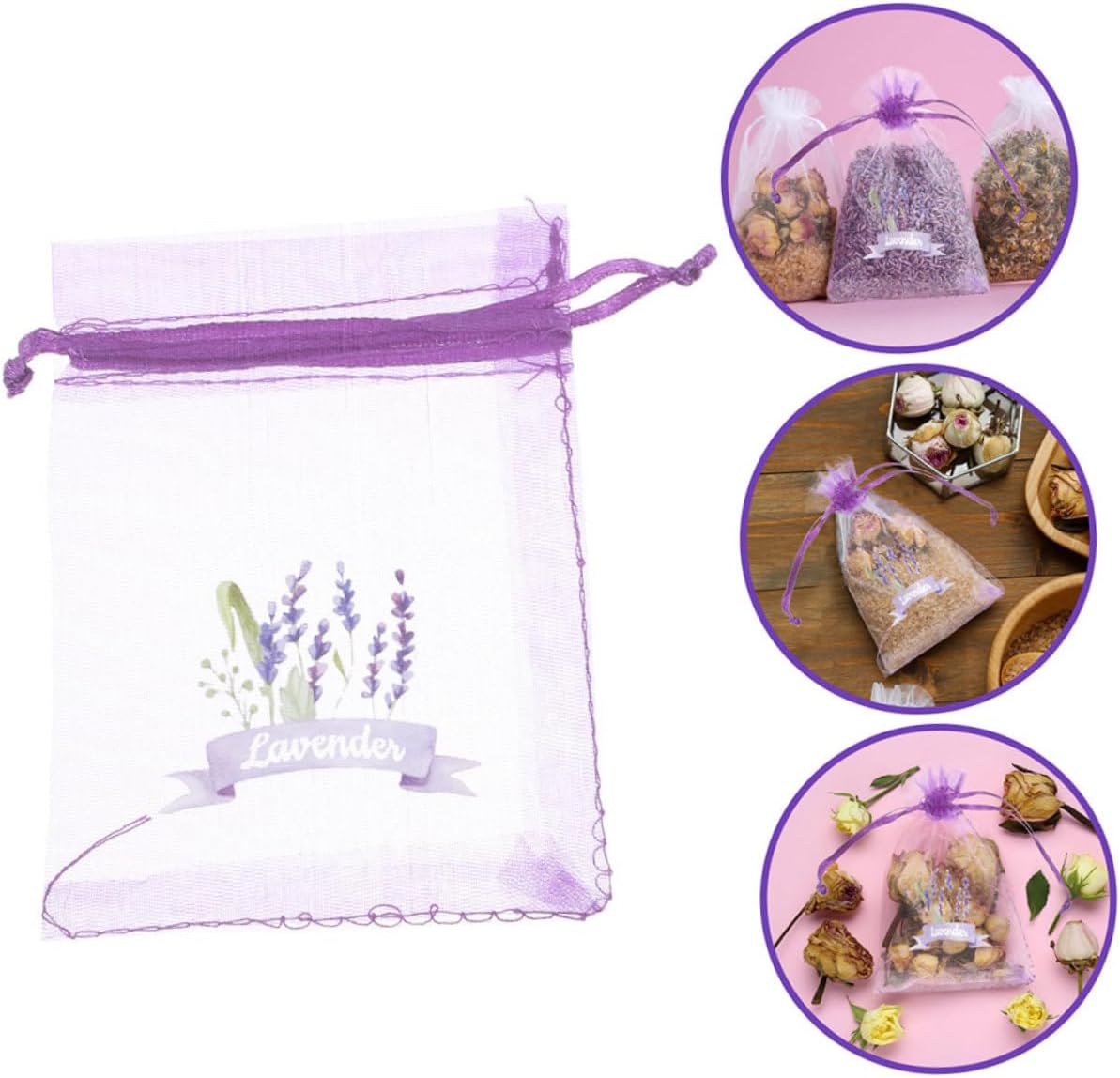 Luxshiny 20pcs Lavender Sachets with Drawstring Mesh Bags