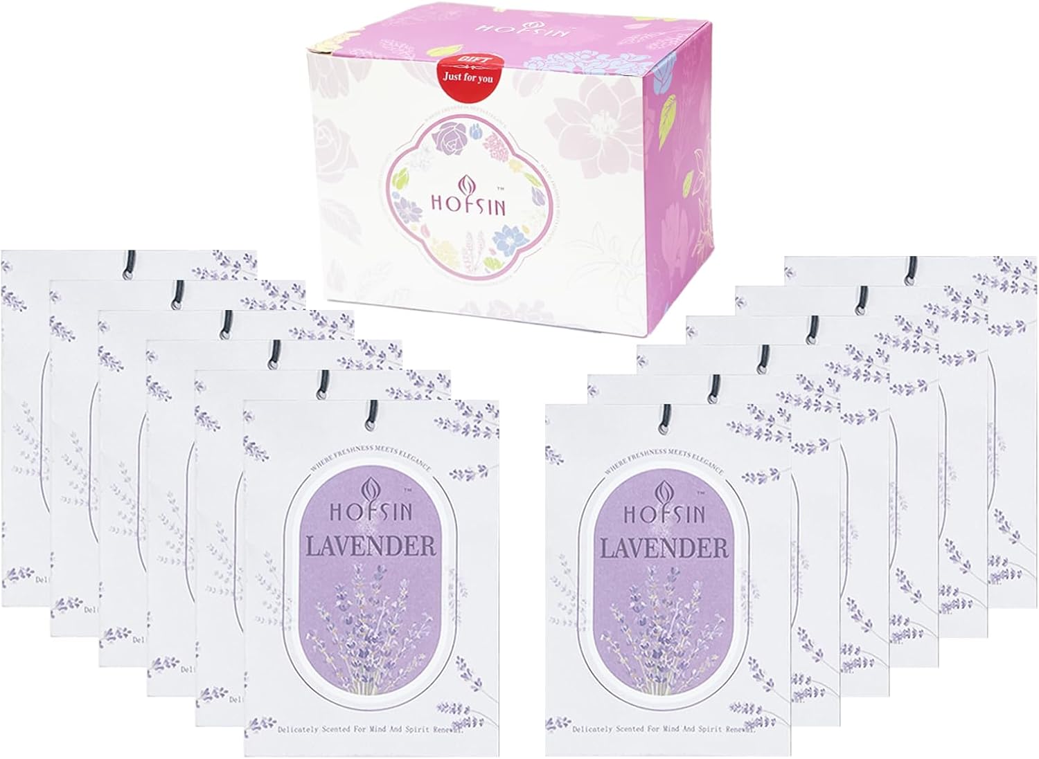 HOFSIN 12 Pack Lavender Sachets for Home and Car