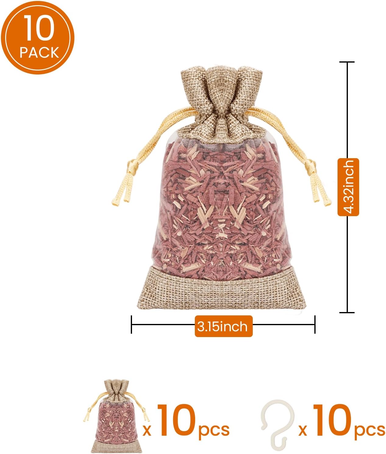 Homode Cedar Sachets for Closets and Drawers - Pack of 10