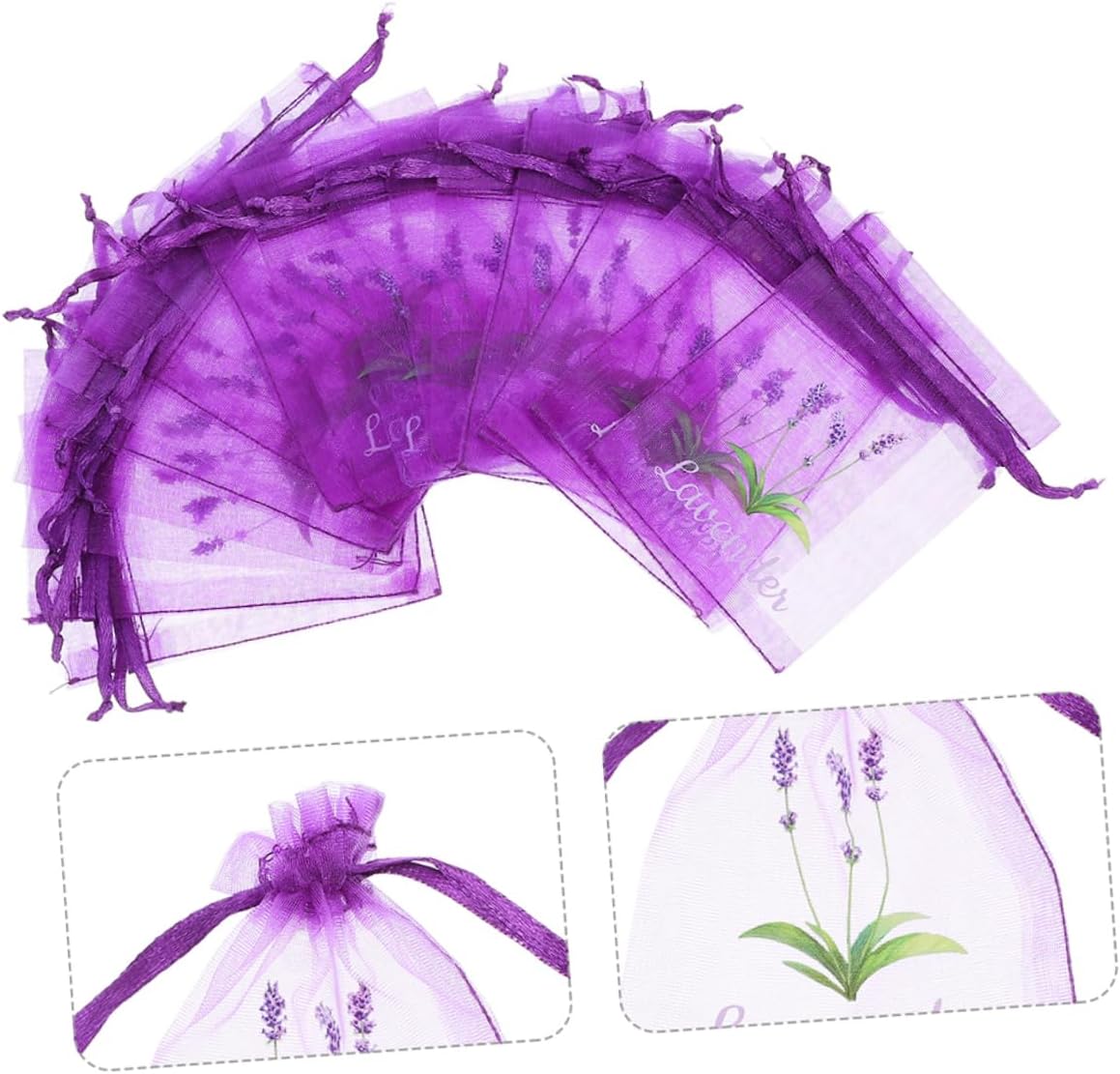 50pcs Lavender Drawstring Sachet Pouches for Home Organization
