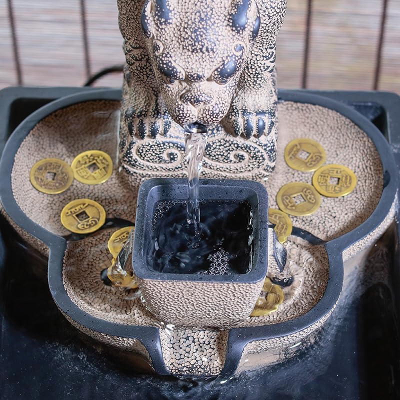 Fengshui Caishen Tabletop Water Fountain Decor