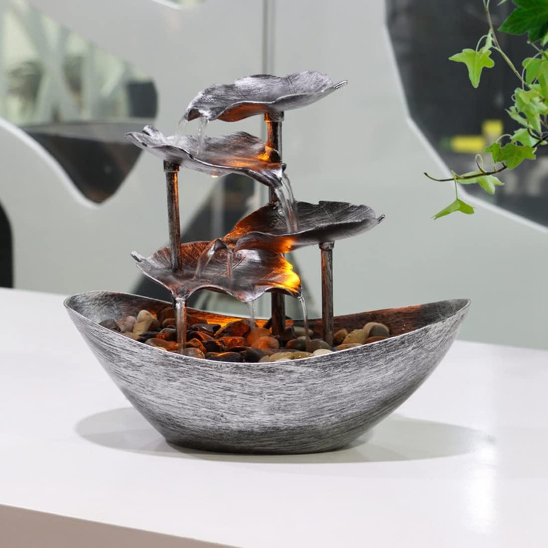 KVSERT Relaxation Indoor Waterfall Fountain with LED Lights