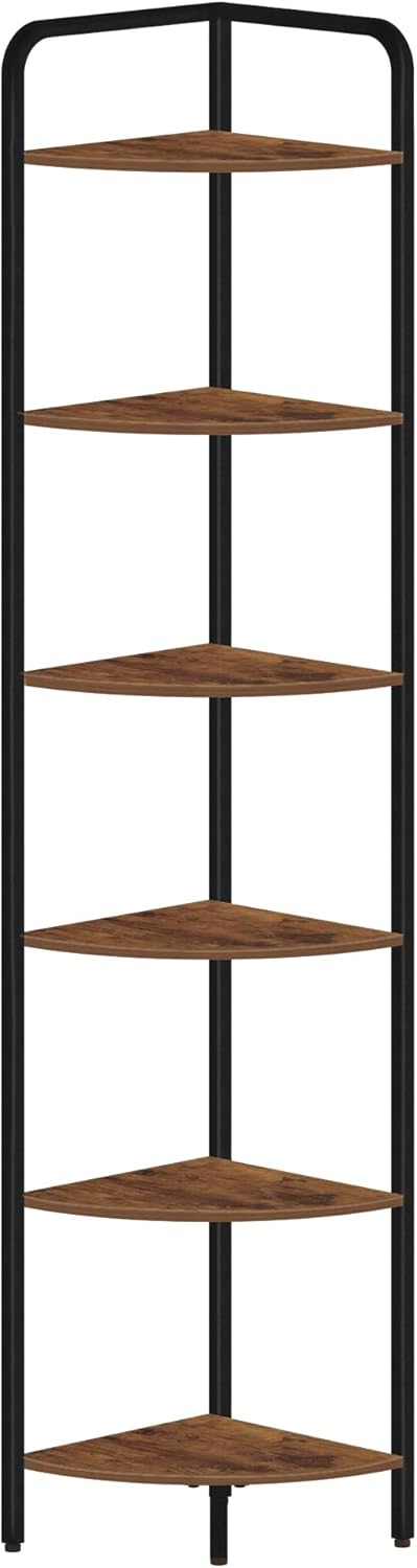 Corner Shelf Stand with 6 Tiers and Metal Frame