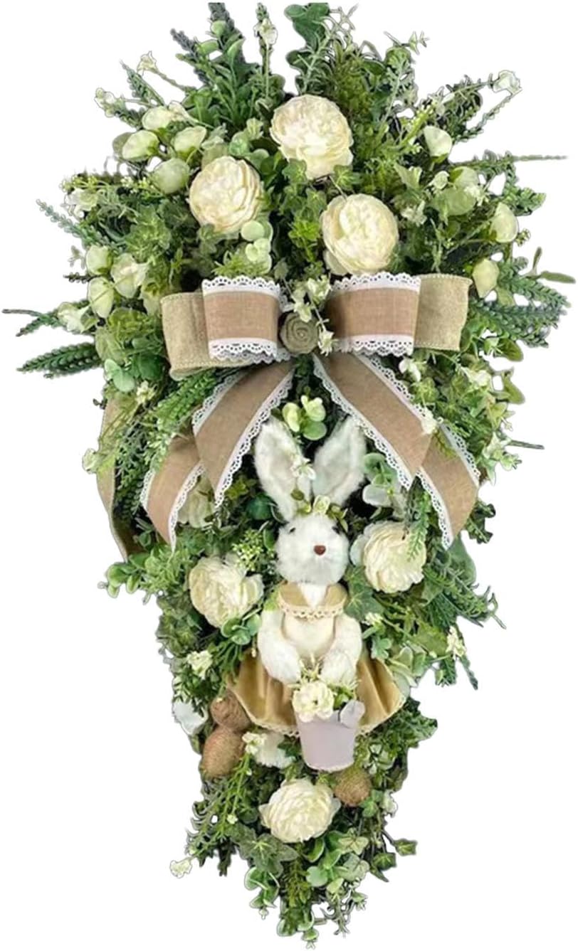Tachiuwa Easter Teardrop Wreath Hanging Decoration