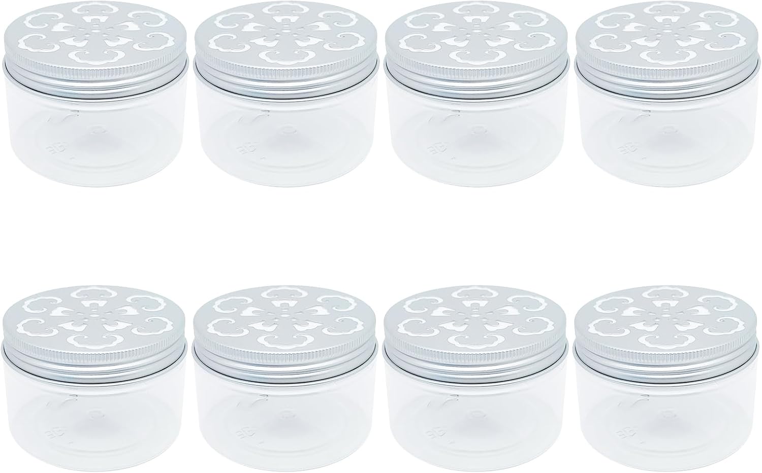 8PCS 4oz Clear Plastic Scent Beads Jars with Hollow Lids