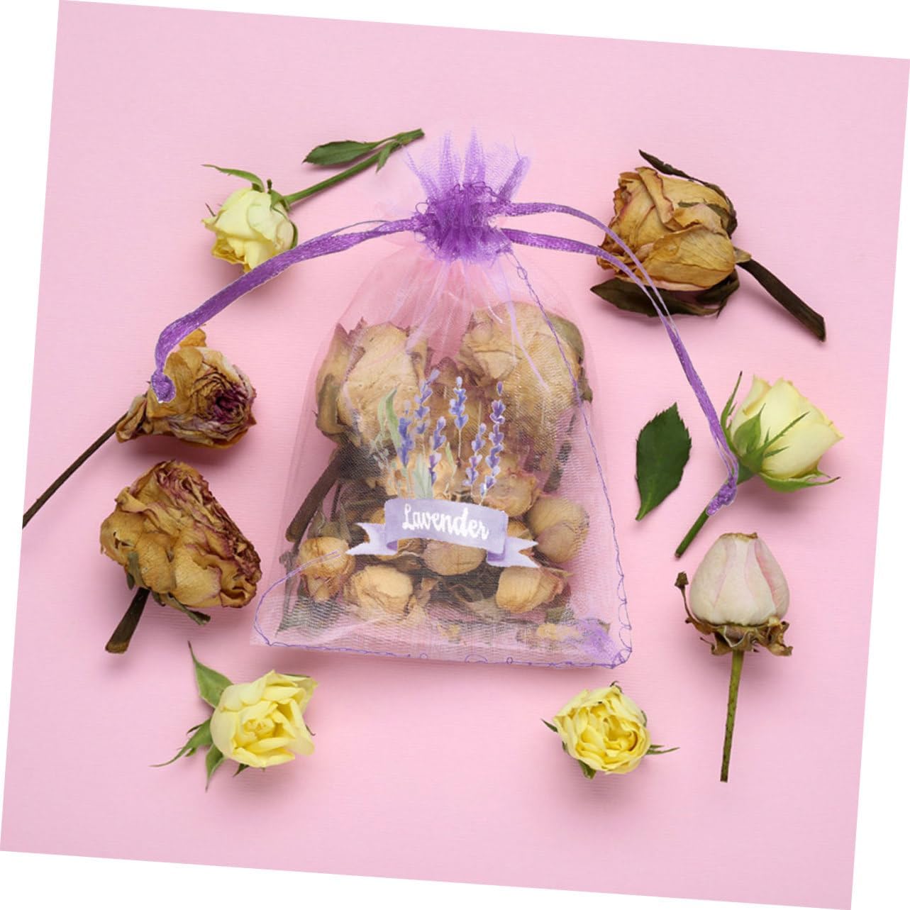 Luxshiny 20pcs Lavender Sachets with Drawstring Mesh Bags