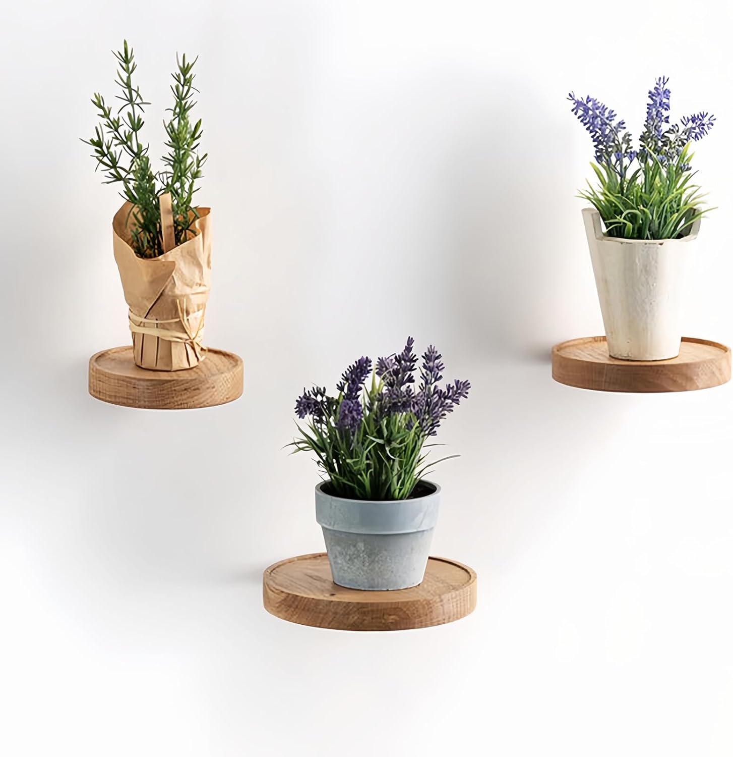 3 Pack Round Wood Floating Shelves for Wall Decor