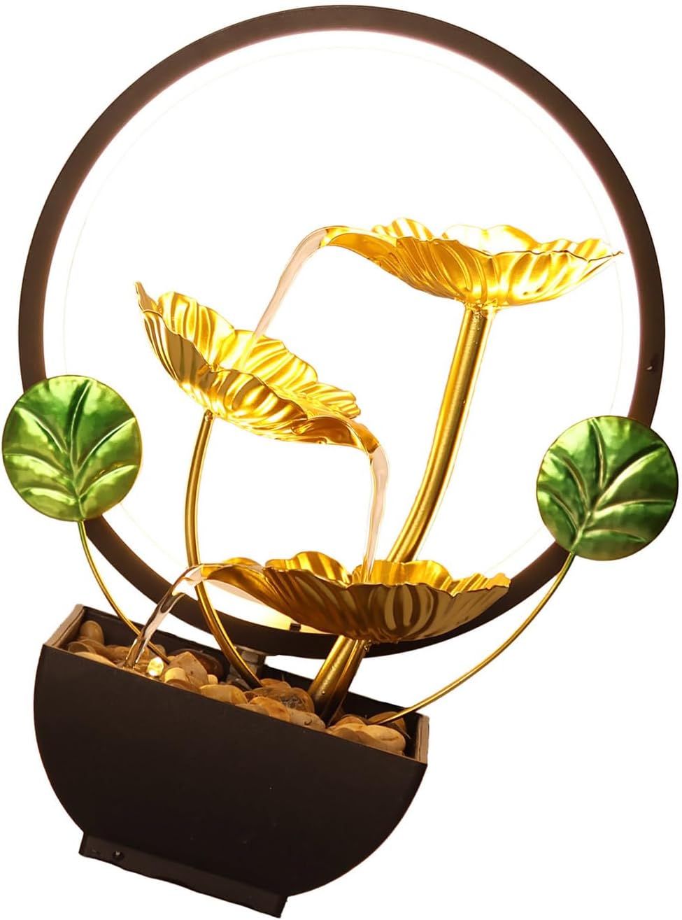 Elegant 3 Tiered Indoor Fountain with LED Light and Stones