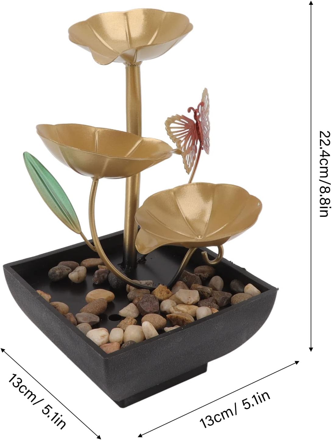 Tabletop Waterfall Fountain with LED Light and 3 Speed Pump
