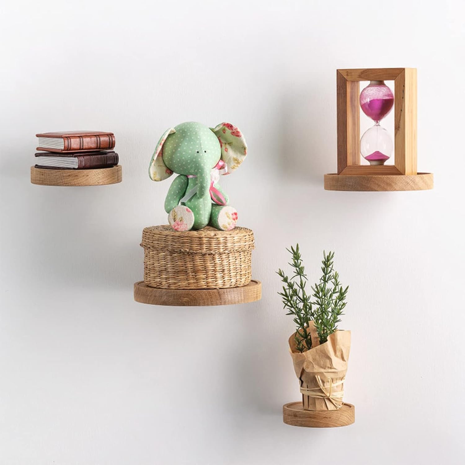 3 Pack Round Wood Floating Shelves for Wall Decor