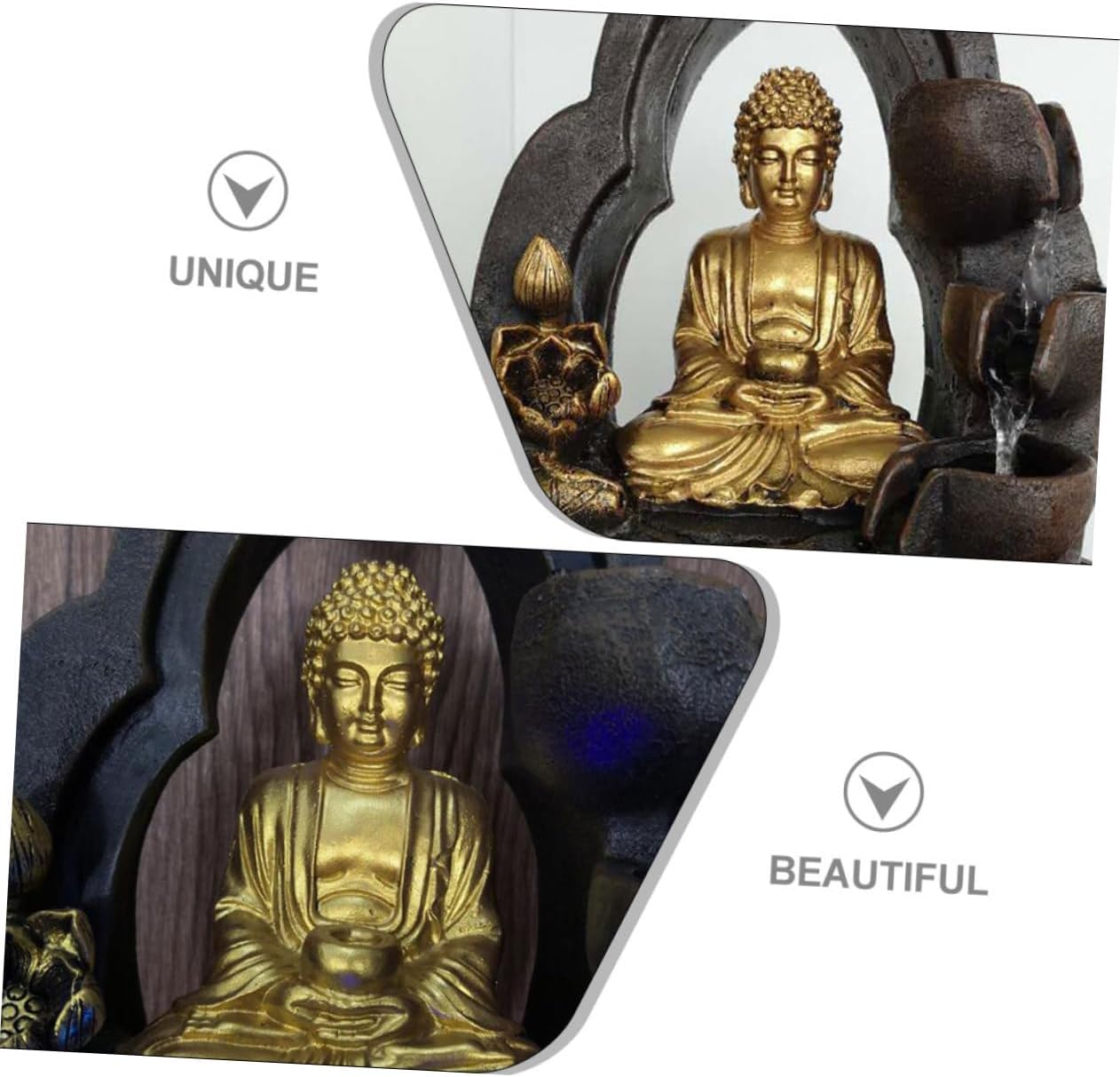 Happyyami 110v Resin Buddha Waterfall Fountain Tabletop Decor