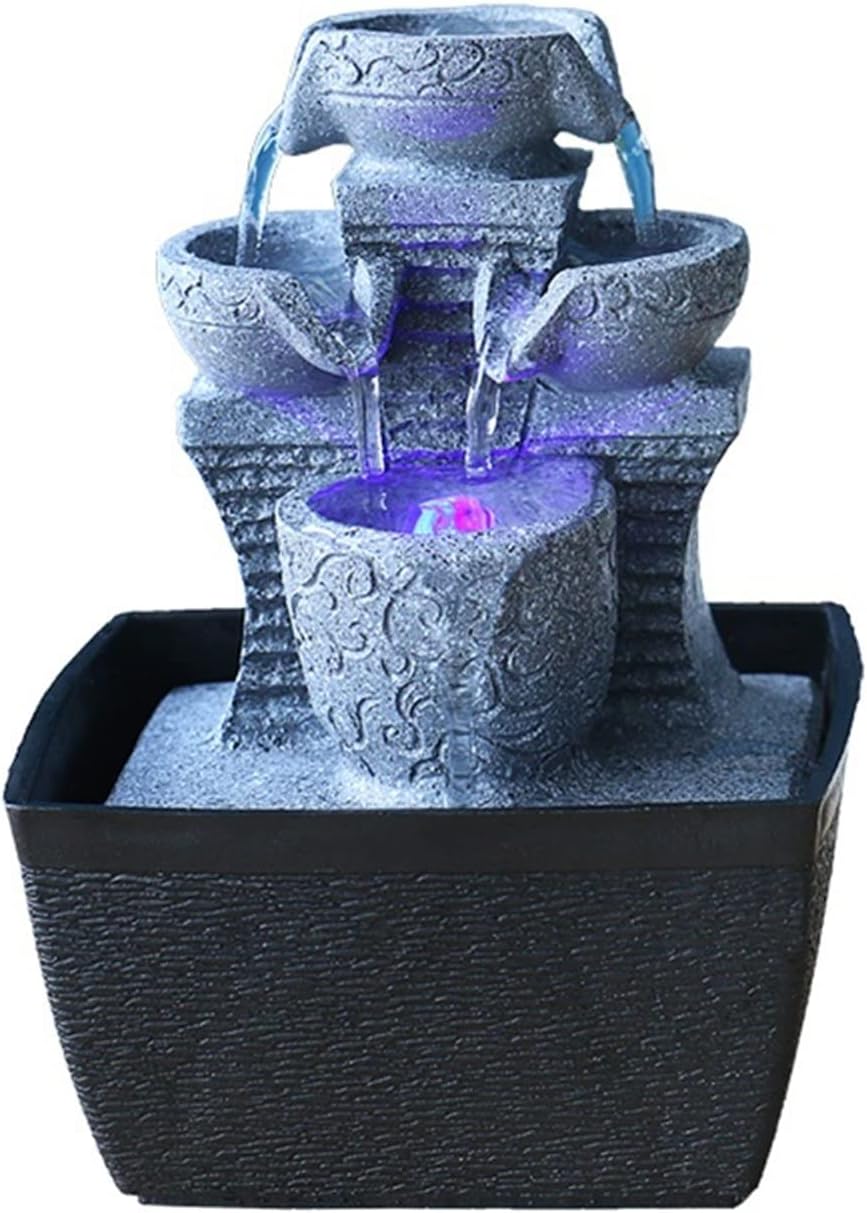 Water Fountains Indoor Fountain Resin Rock Three-Layer Flowing Water Desktop Fountain