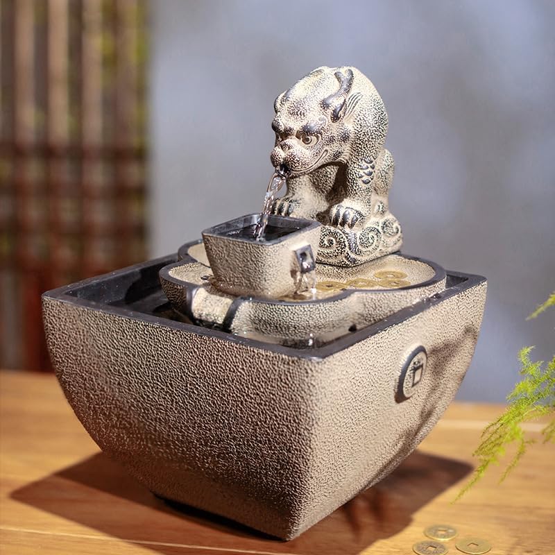 Fengshui Caishen Tabletop Water Fountain Decor