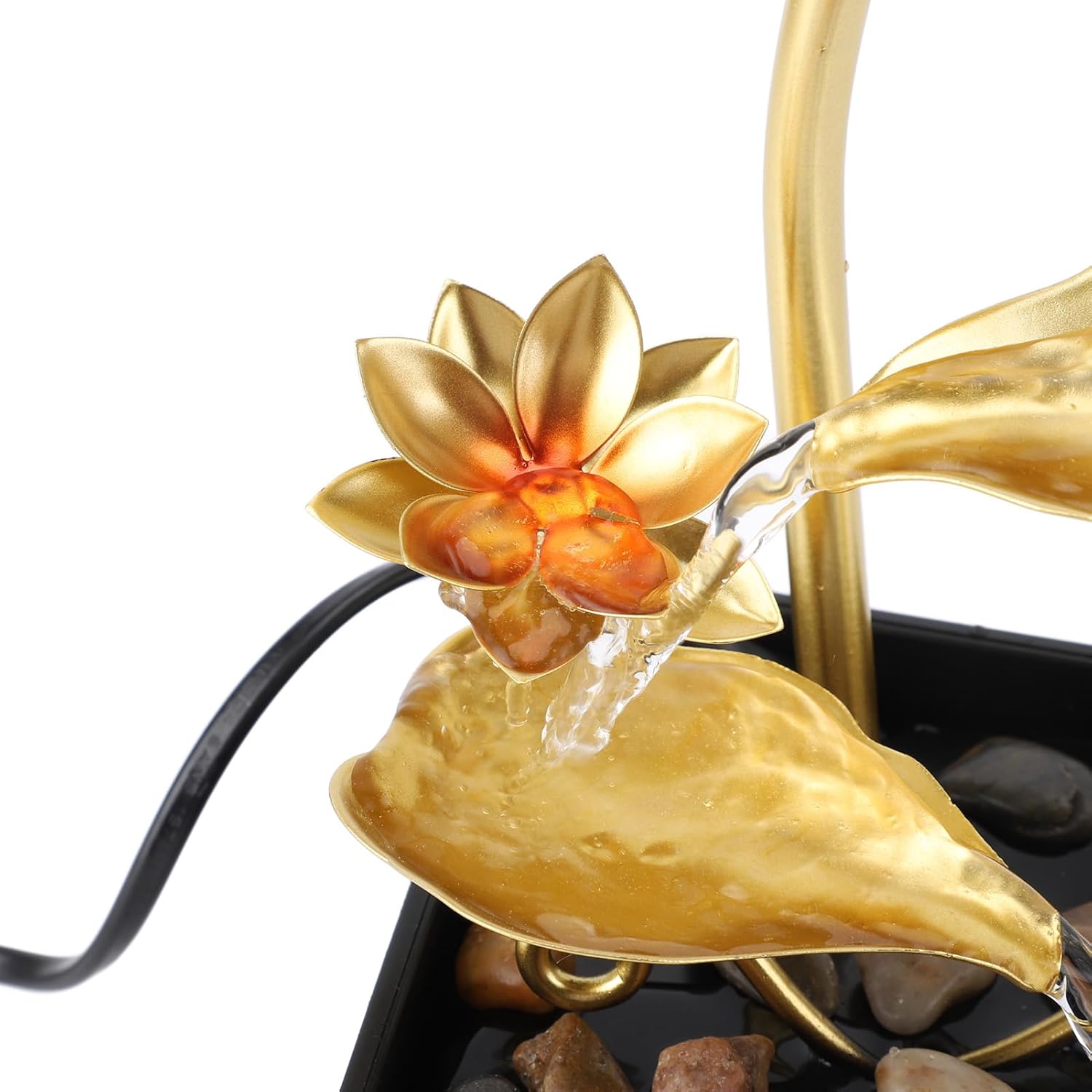 Zerodis Tabletop Waterfall Fountain with LED Light and Adjustable Flow