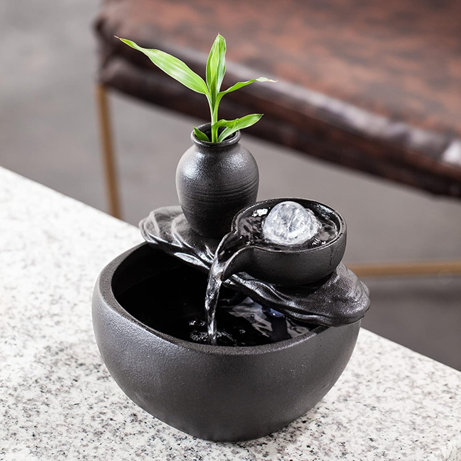 Indoor Fountain Ceramic Tabletop Decor With Circulating Water