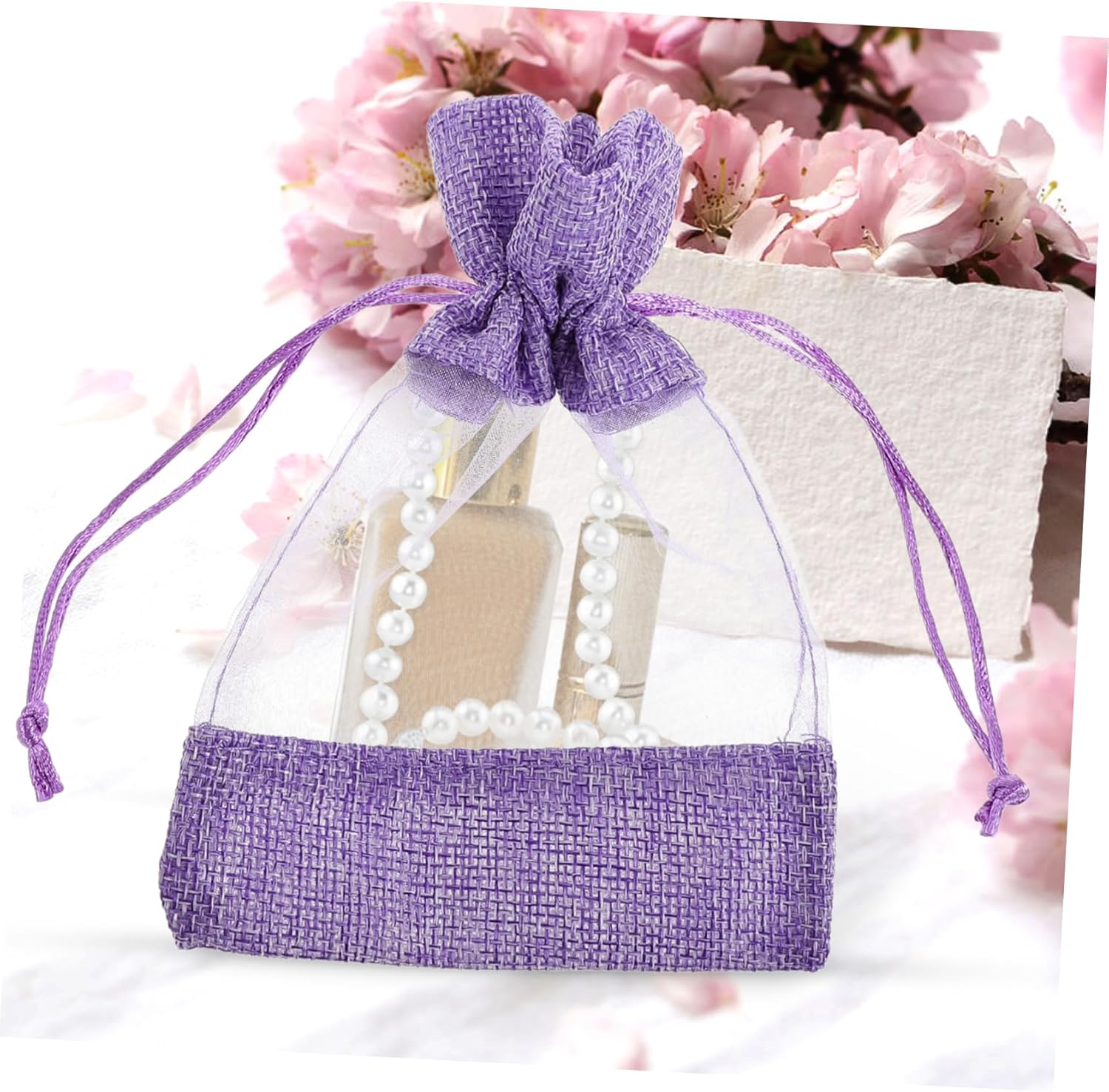 10pcs DIY Scented Lavender Sachet Bags with Drawstring Closure for Home Use