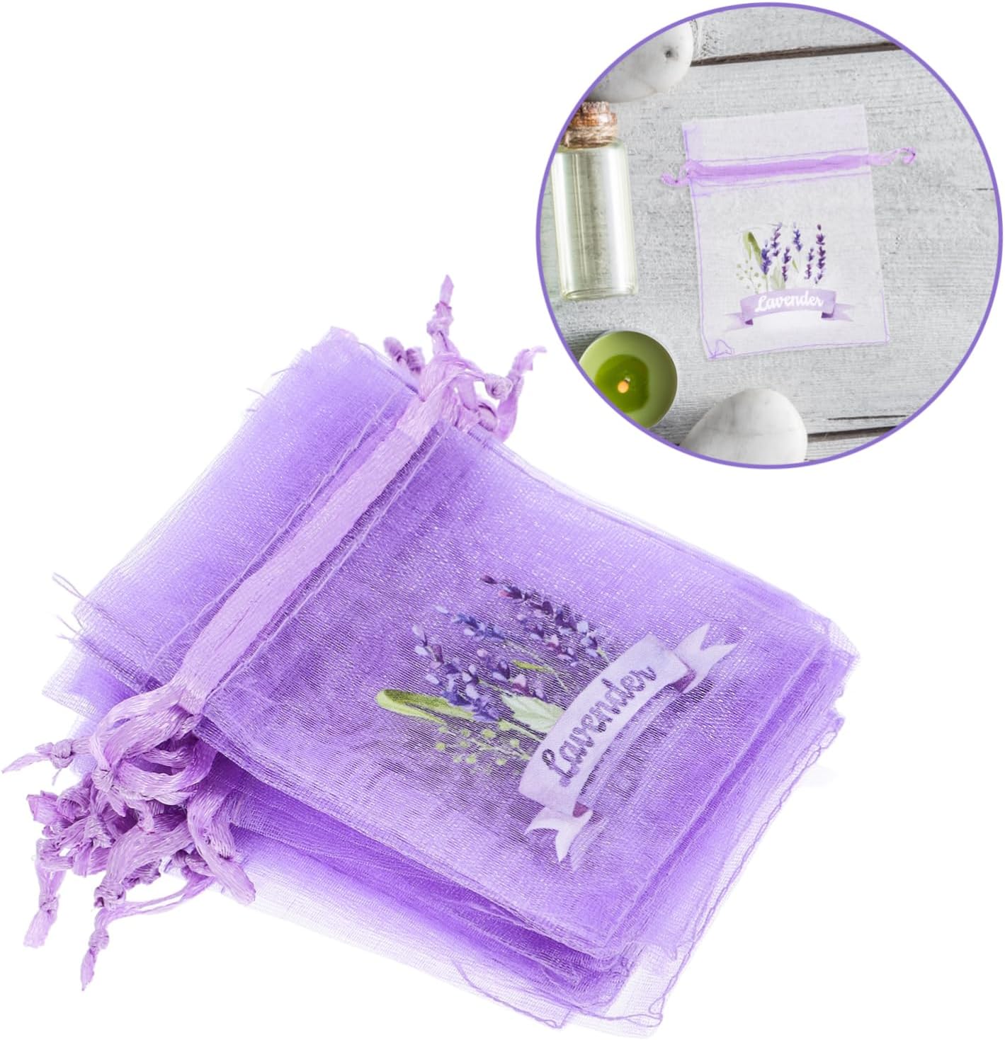 Garneck 20pcs Lavender Drawstring Bags for Home Fragrance Storage and Organization