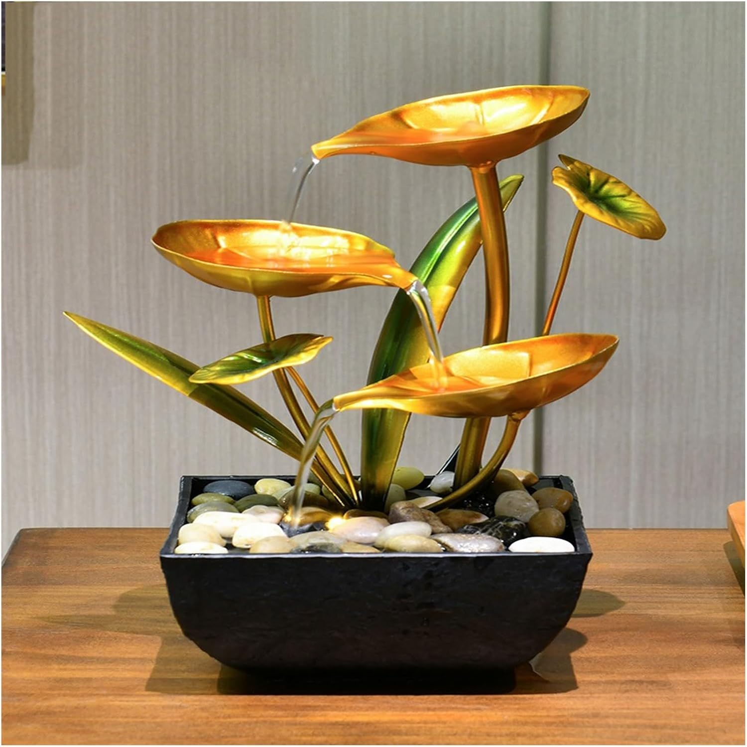 Fountain Tabletop Waterfall Moonlight Over Lotus Pond Decor