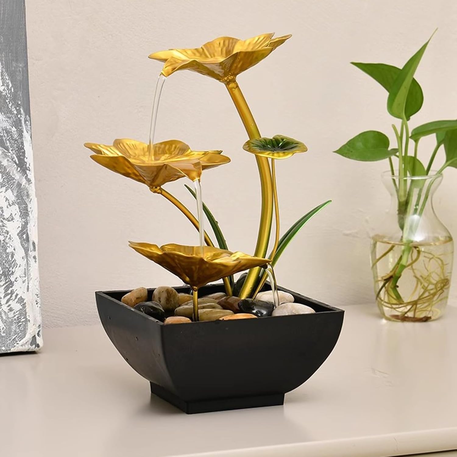 White Tabletop Fountain for Home Decor and Financial Attraction