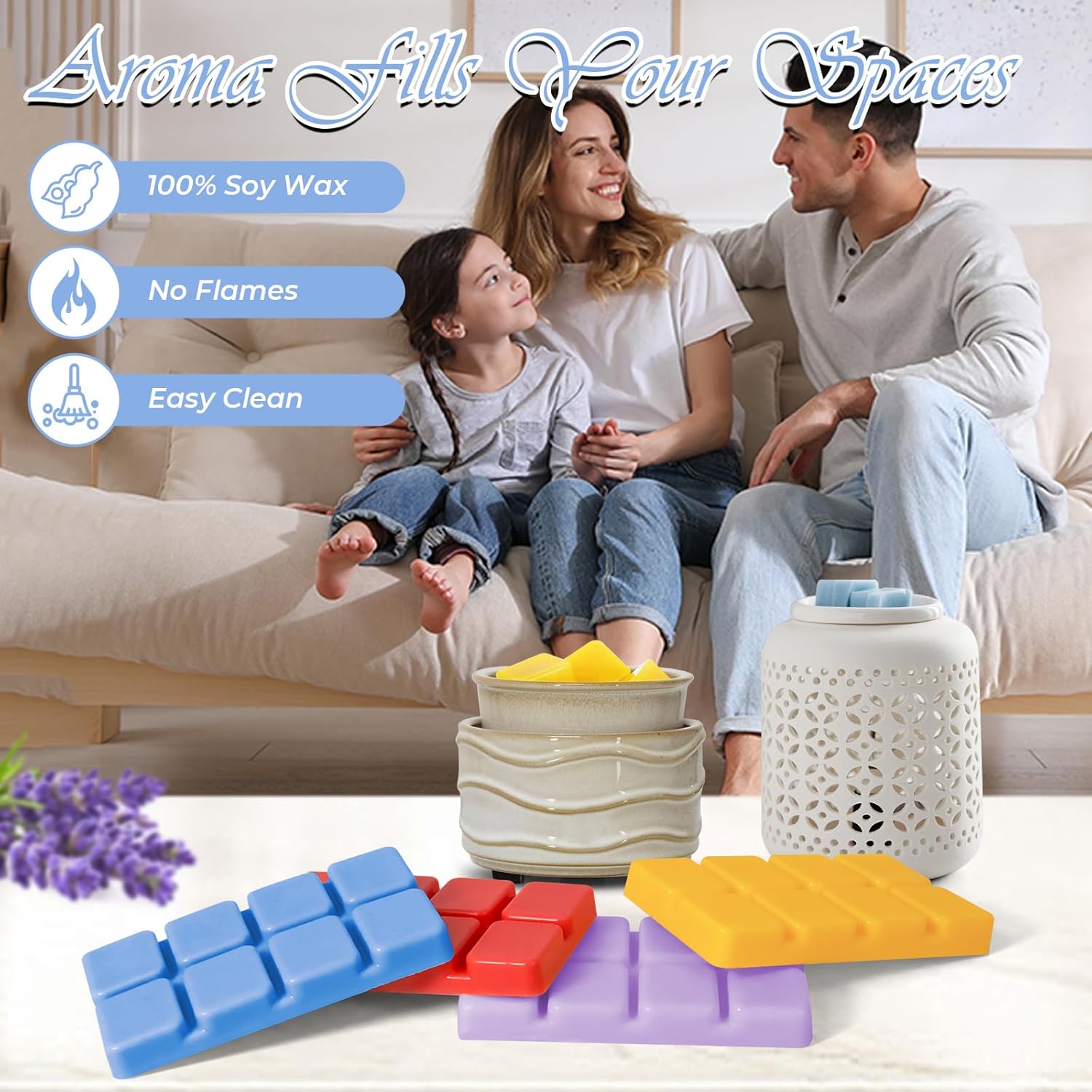 SCENTORINI Wax Melts 4 Pack Ocean Breeze Vanilla Coconut Cinnamon Lavender