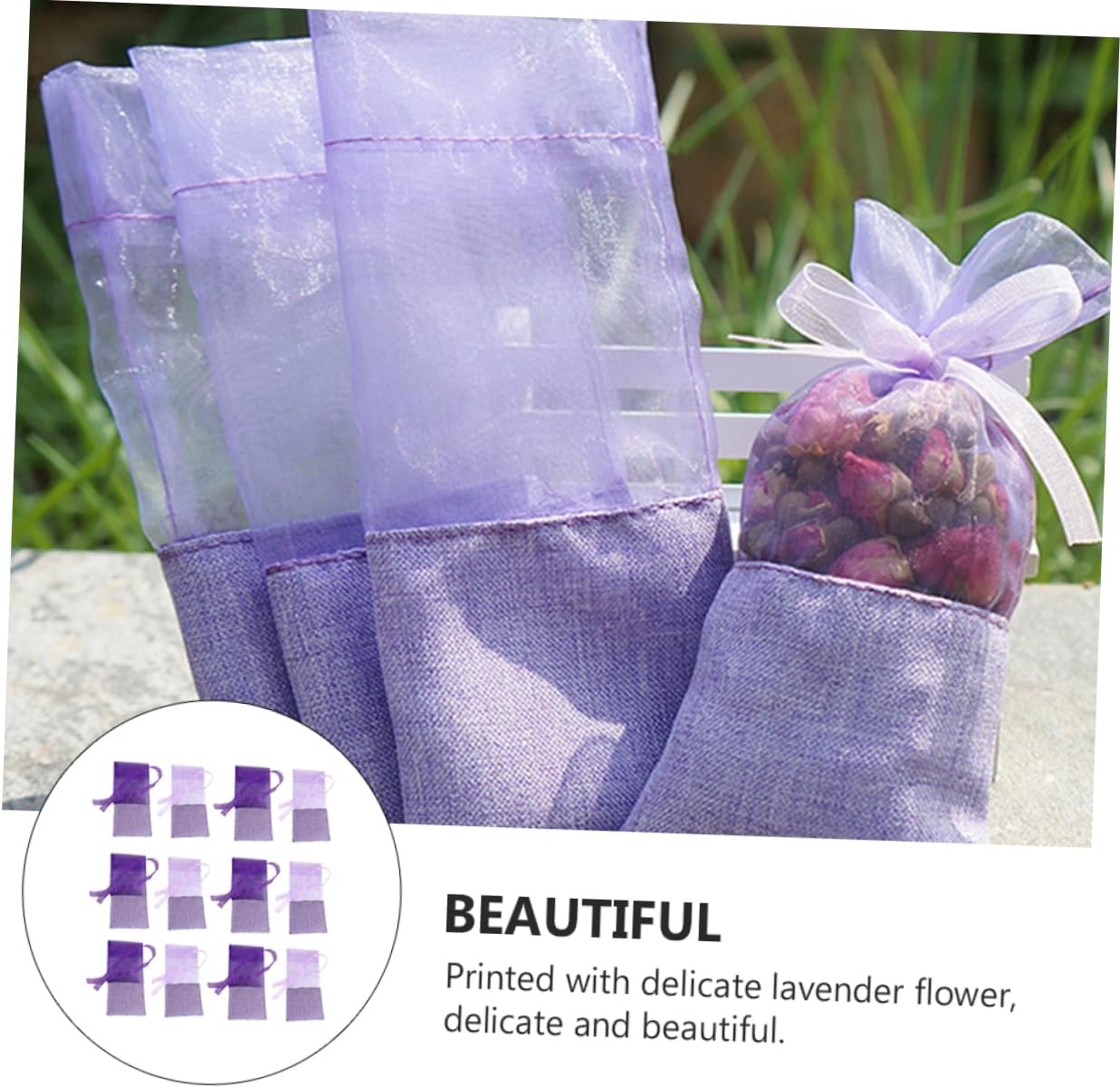 24pcs Lavender Flower Design Gauze Sachets Empty Bags for Home Use