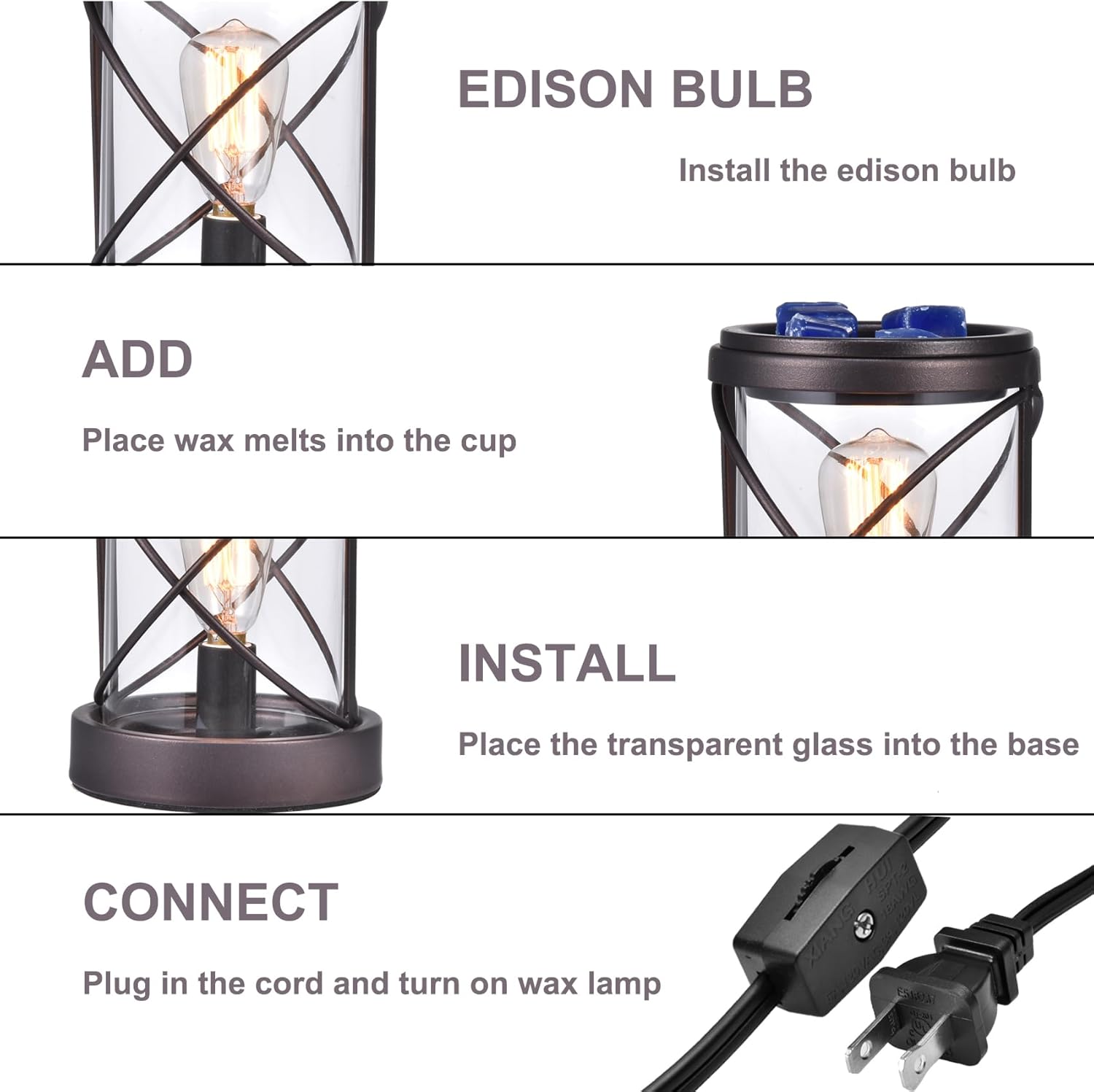 Lovelylly Wax Melt Warmer Edison Bulb Candle Burner