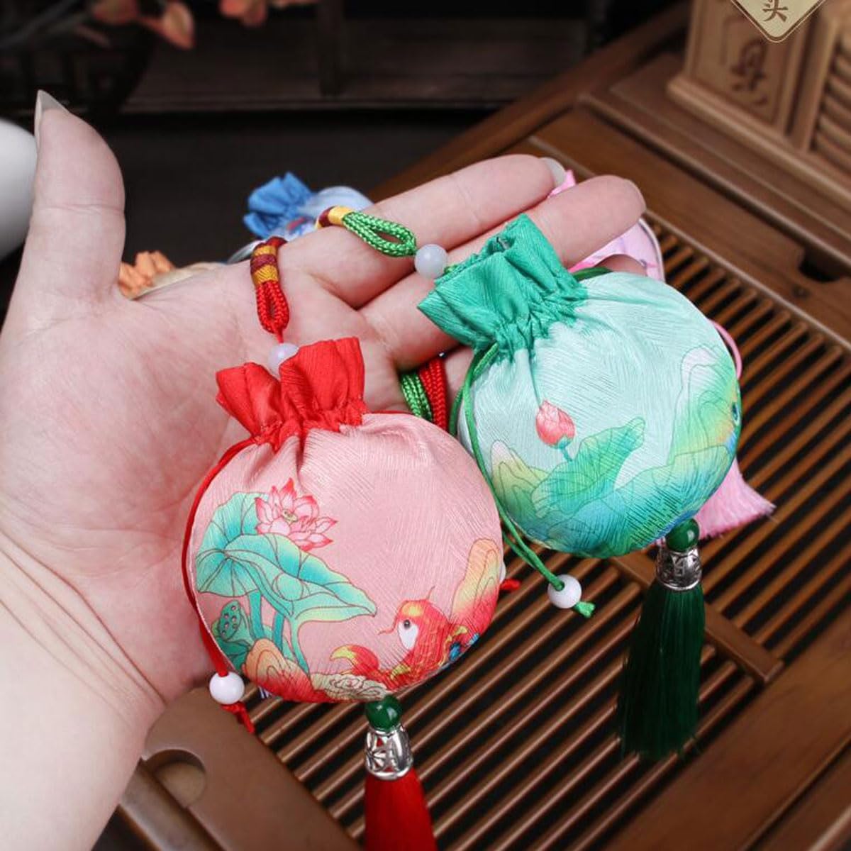 12 Pcs Chinese Sachet Bags with Drawstring